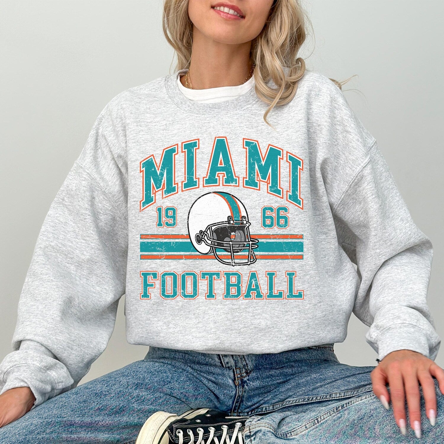 Miami Football Sweatshirt For Him, Vintage Miami Sweater, Miami Football Retro Gift, Miami Gift For Her, Miami Football Men's Crewneck