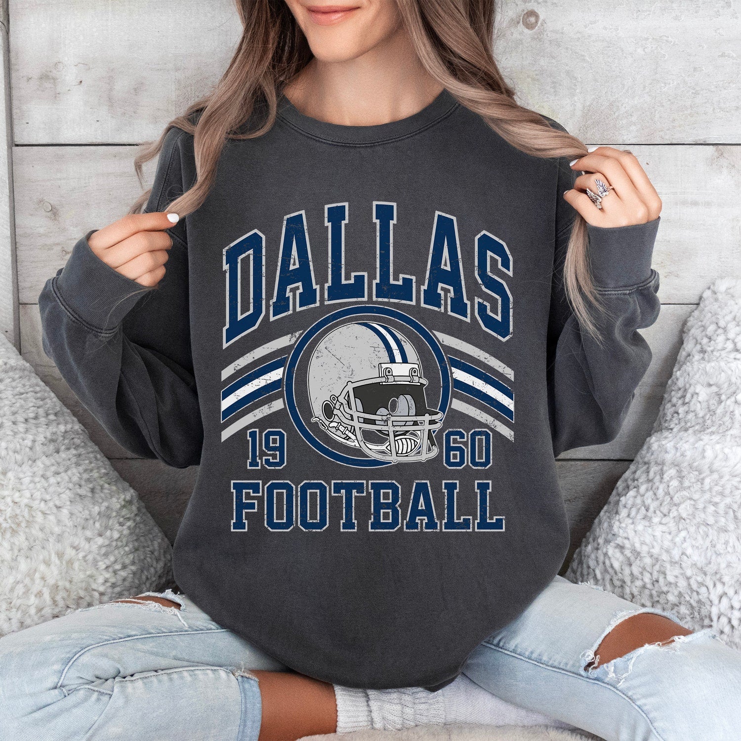 Dallas Football Vintage Sweater, Dallas Football Women's Gift, Dallas Football Retro Crewneck For Him, Dallas Football Sweatshirt For Women