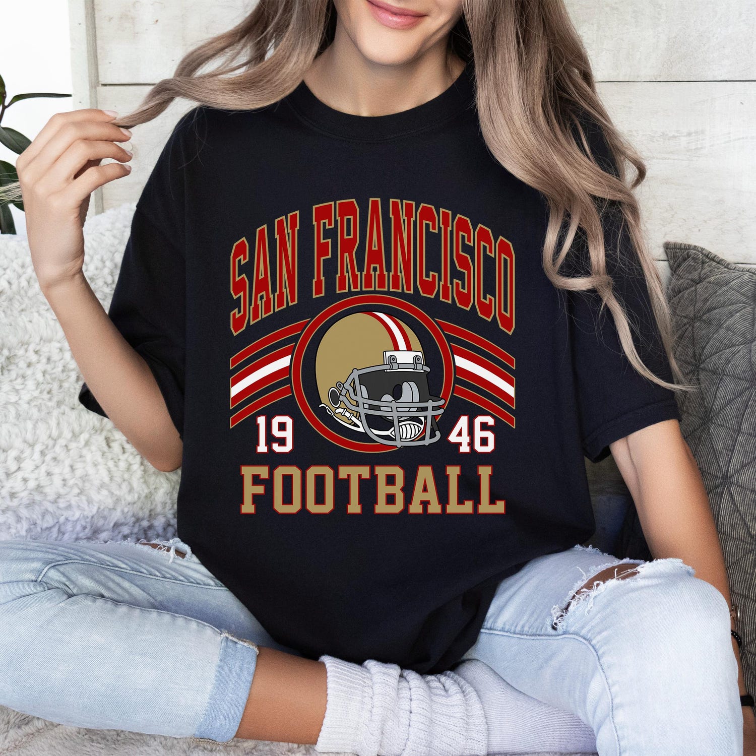 San Francisco Retro Tee, Vintage San Francisco Football Gifts For Him, San Francisco Football Shirt, San Francisco Football Women's T-Shirt