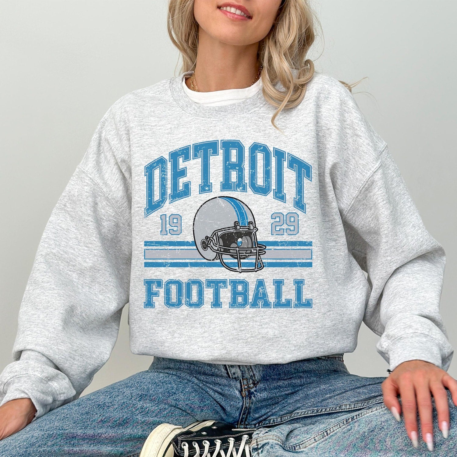 Detroit Football Sweatshirt For Him, Vintage Detroit Sweater, Detroit Football Retro Gift, Detroit Gift For Her, Detroit Football Crewneck