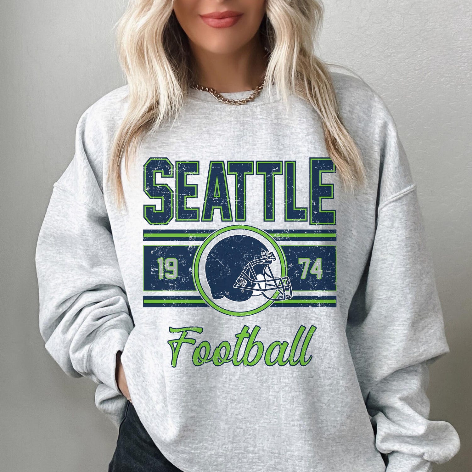 Seattle Football Women's Gift, Seattle Football Retro Sweater, Vintage Seattle Sweatshirt For Women, Seattle Football Crewneck For Her