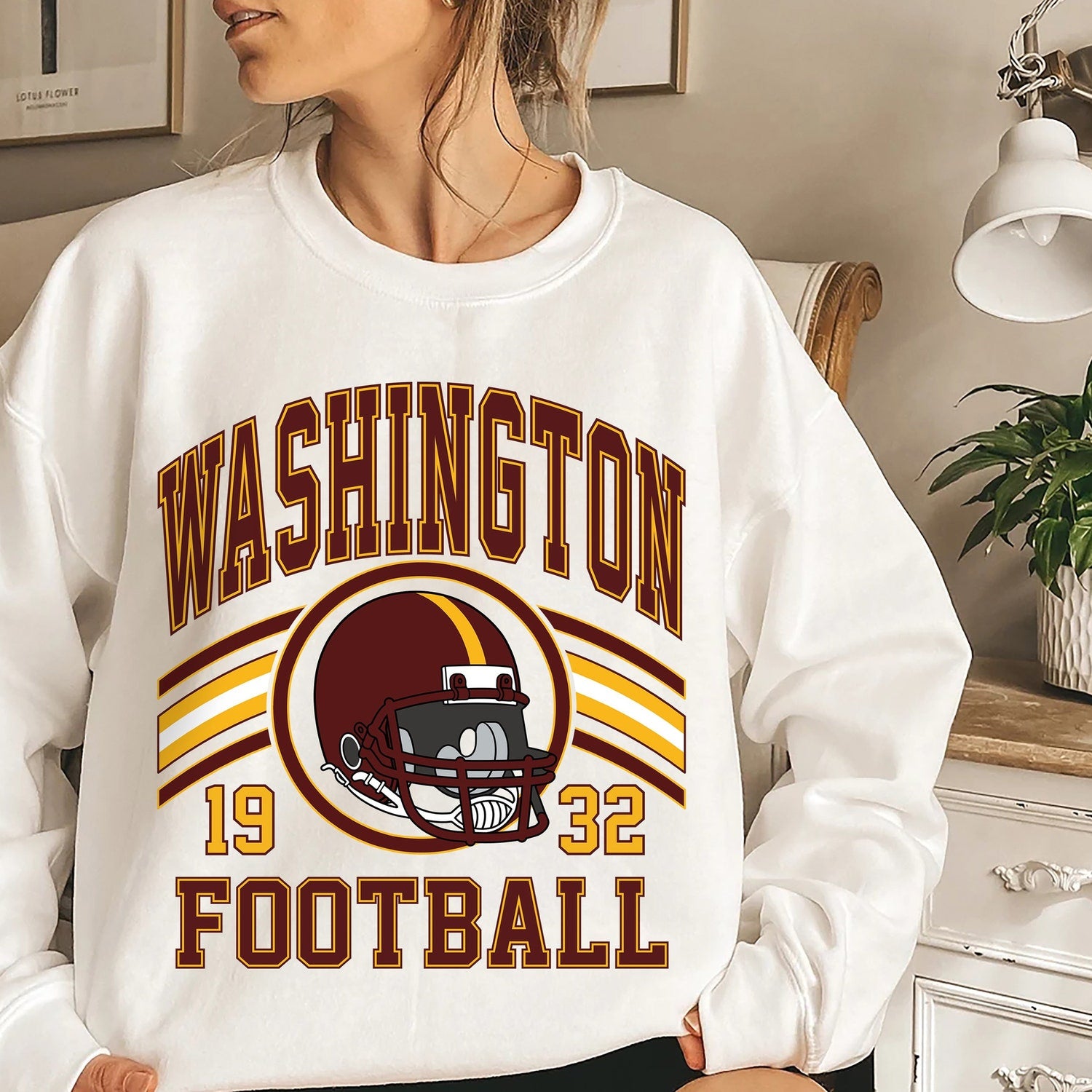 Washington Football Sweatshirt, Football Fan Crewneck, Retro Washington Football Gift for Women, Washington Clothing, Football Sweatshirt