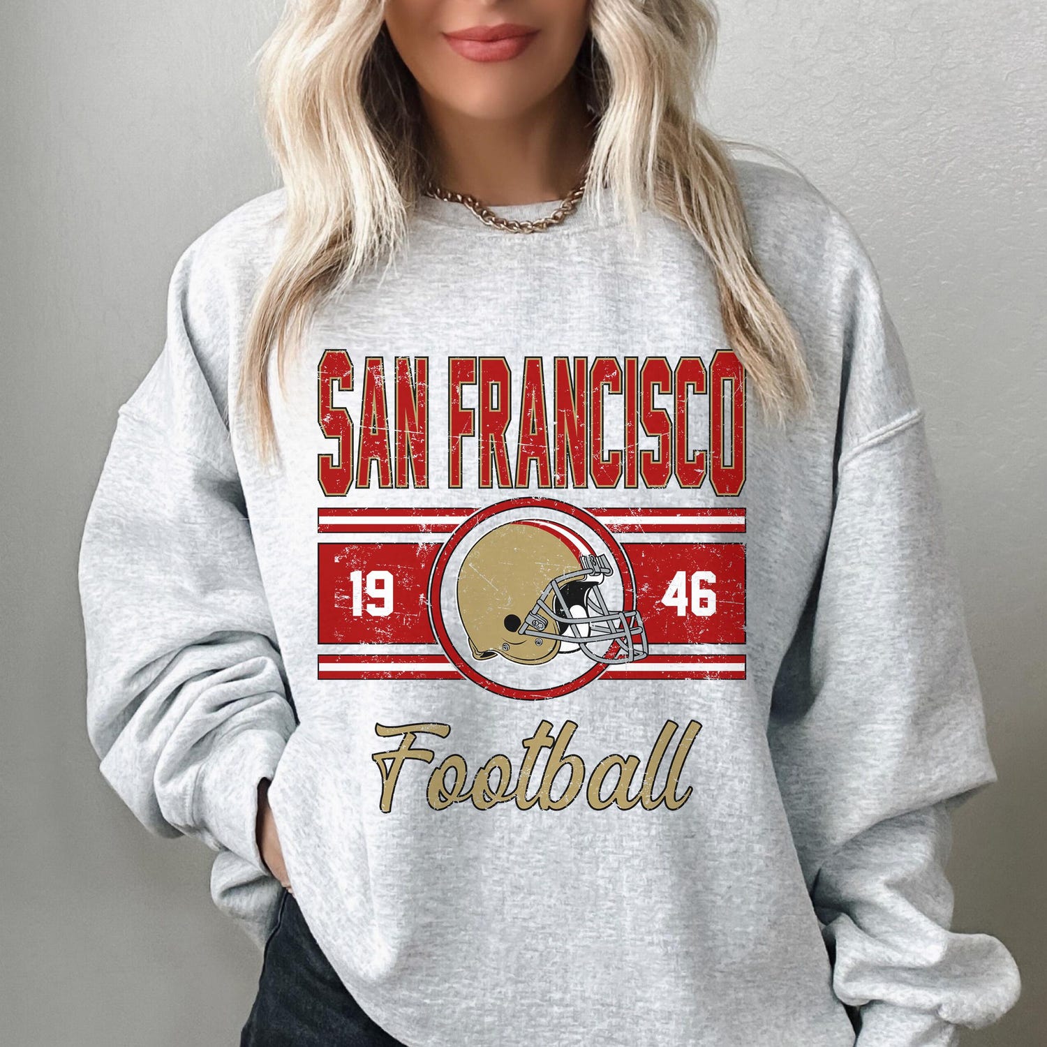 Vintage San Francisco Sweatshirt For Him, San Francisco Football Gift, Retro San Francisco Football Sweater, San Francisco Crewneck for Her