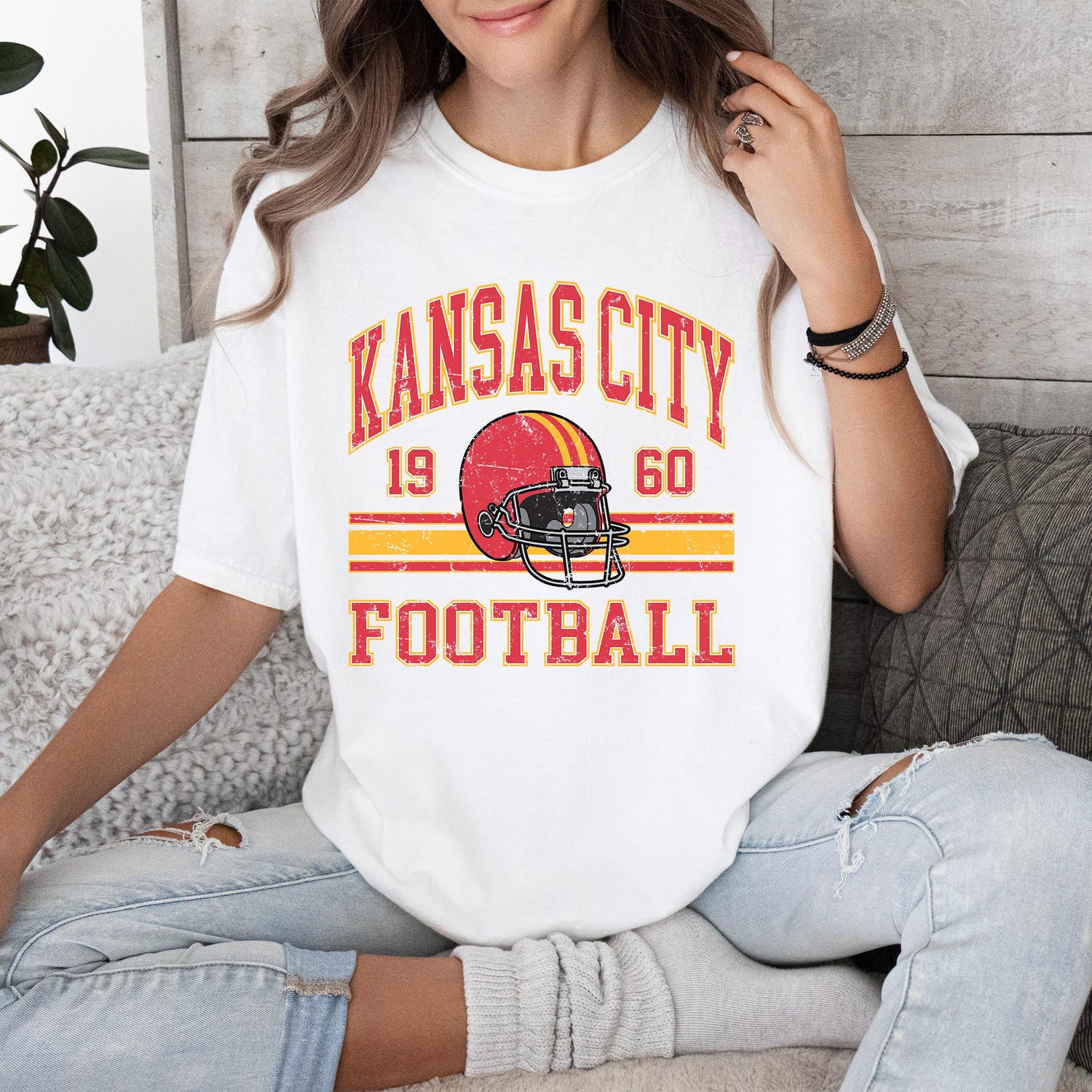 Kansas City Football Gift For Her, Kansas City Retro Football Shirt, Vintage Kansas City Football Tee, Kansas City Football Men's T-Shirt