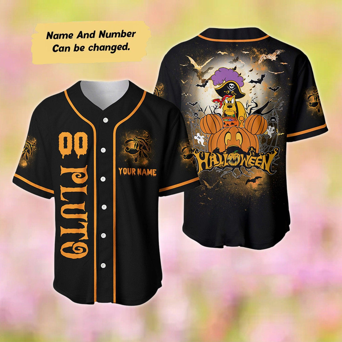 Pluto Halloween Baseball Jersey, Custom Name Baseball Jersey, Mickey Mouse Shirt, Pluto Halloween Gift, Pluto Shirt, Pluto Jersey Shirt