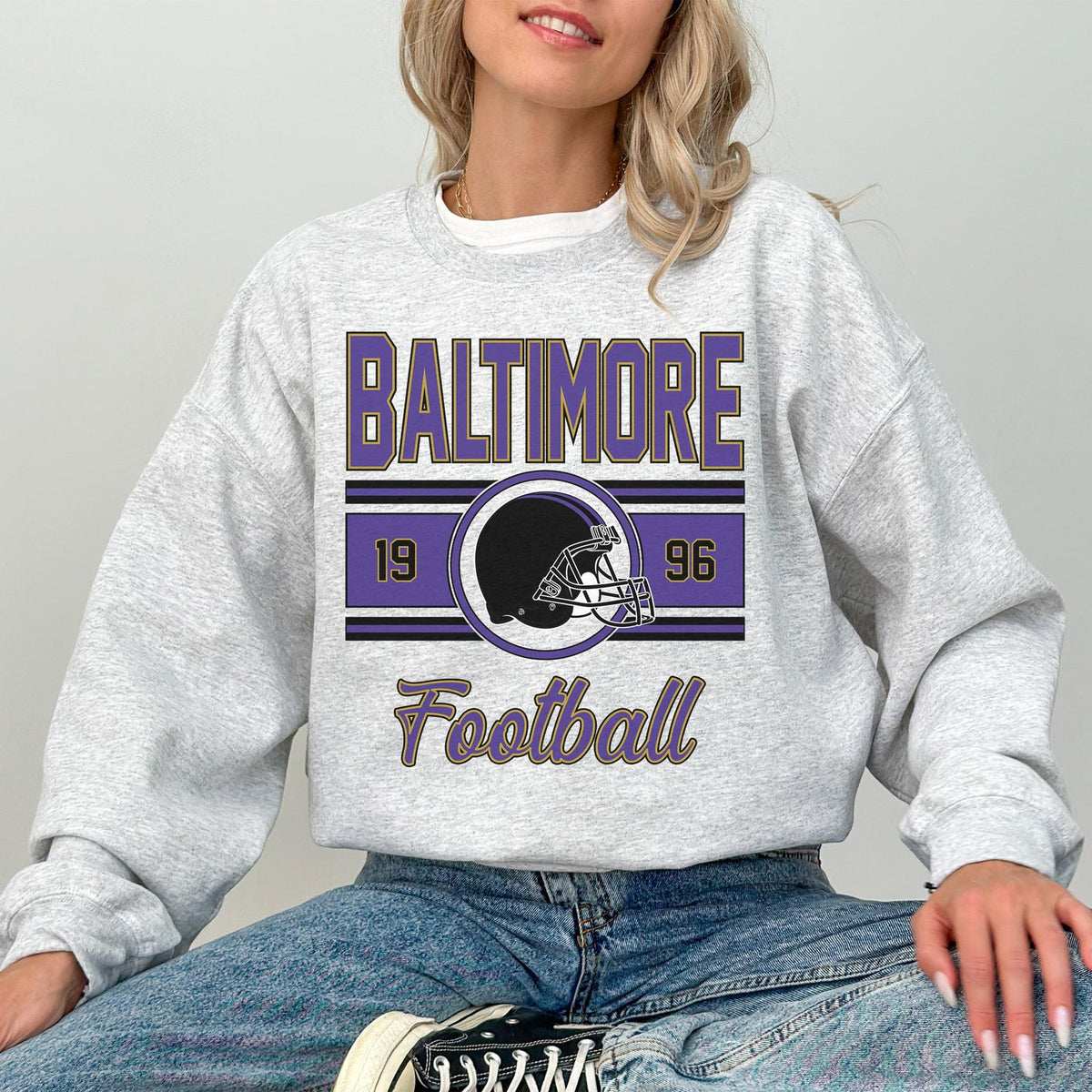 Baltimore Football Sweatshirt, Football Fan Crewneck, Retro Baltimore Football Gift for Women, Baltimore Clothing, Football Sweatshirt