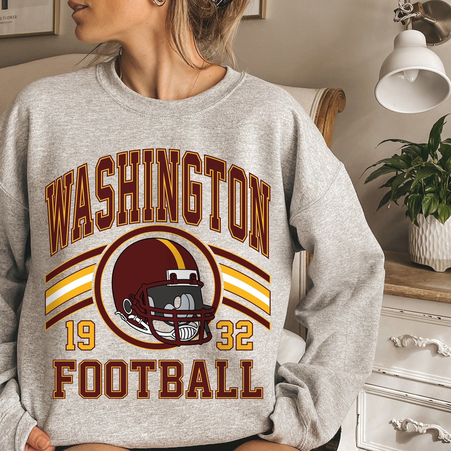Washington Football Sweatshirt, Football Fan Crewneck, Retro Washington Football Gift for Women, Washington Clothing, Football Sweatshirt