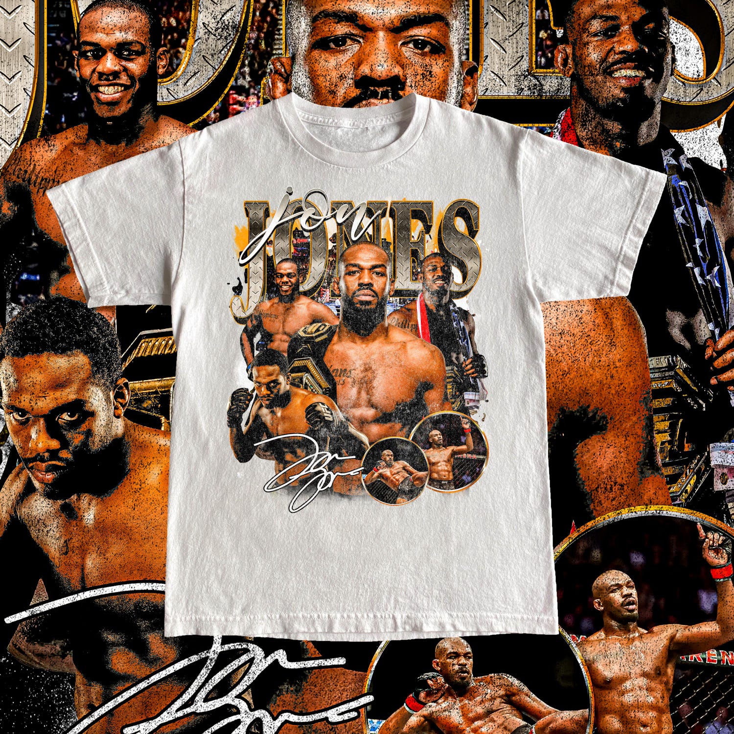 Jon Jones High Quality T Shirt UFC Fan Bones Custom Vintage Design