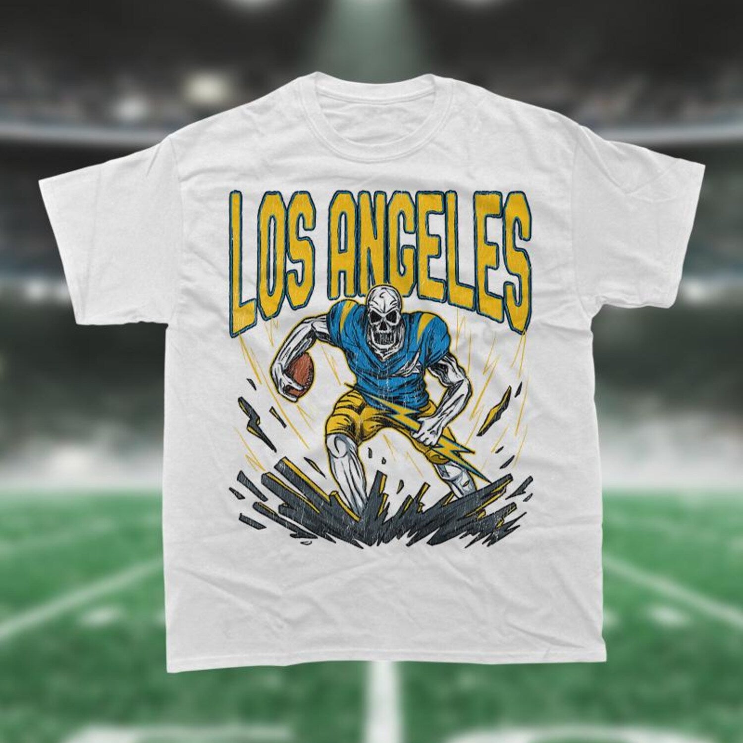 Chargers Football Shirt, Graphic Tees, Skeleton Shirt, Merch Tee, Gift Shirt, Bootleg Shirt, Los Angeles, Vintage Shirt, NFL Shirt, NY Shirt