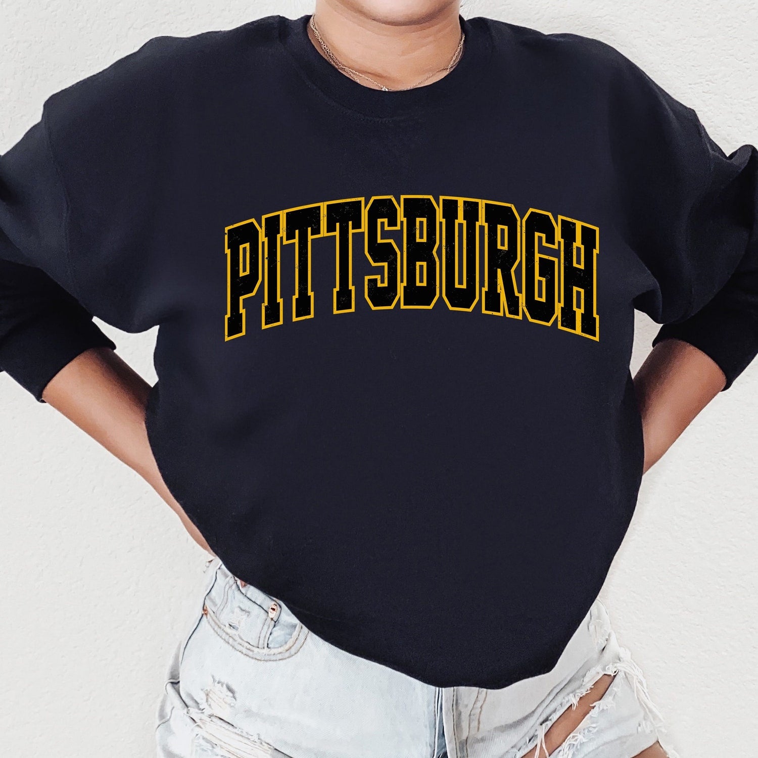 Women's Pittsburgh Football Crewneck, Pittsburgh Retro Football Sweatshirt, Pittsburgh Football Clothing, Pittsburgh Football Sweater