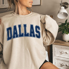 Women's Dallas Football Crewneck Sweatshirt, Dallas Retro Football Sweatshirt for Women, Dallas Football Clothing, Dallas Football Sweater