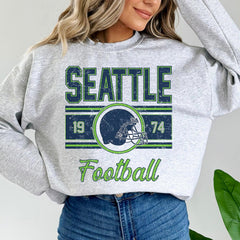 Seattle Football Women's Gift, Seattle Football Retro Sweater, Vintage Seattle Sweatshirt For Women, Seattle Football Crewneck For Her