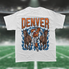 Denver Football Shirt, Graphic Tees, Skeleton Shirt, Merch Tee, Gift Shirt, Bootleg Shirt, Broncos, Vintage Shirt, NFL Shirt