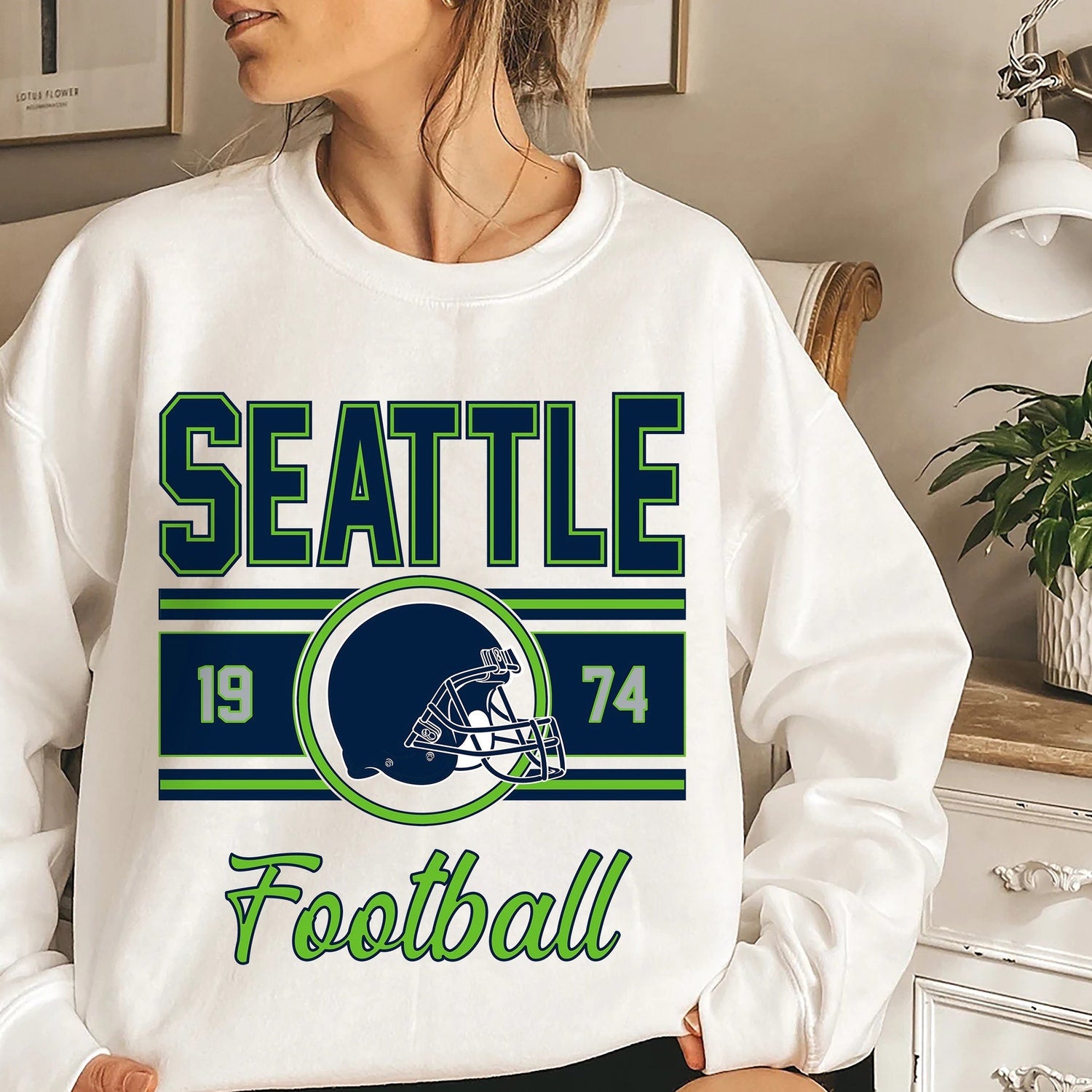 Seattle Vintage Sweatshirt, Classic Seattle Football Sweater, Women's Seattle Football Crewneck, Seattle Football Sweatshirt for Women