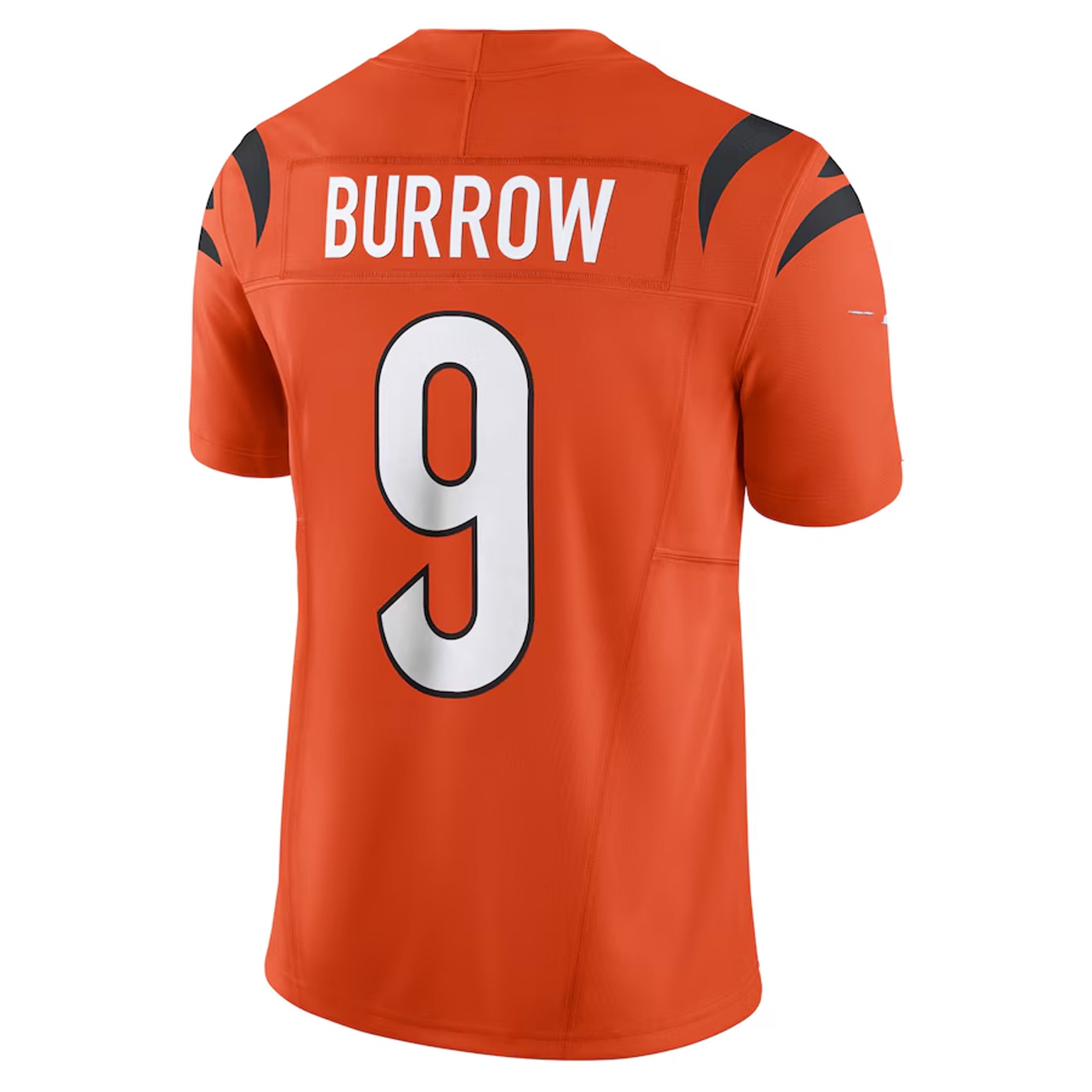 Orange sports jersey with the name 'BURROW' and the number '9' printed on the back.