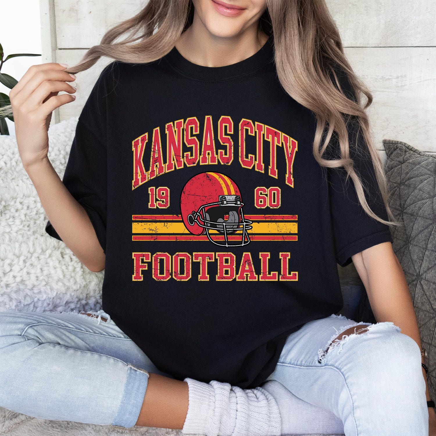 Kansas City Football Gift For Her, Kansas City Retro Football Shirt, Vintage Kansas City Football Tee, Kansas City Football Men's T-Shirt