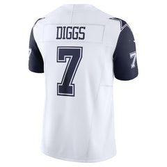 A white football jersey with the name 'DIGGS' and the number 7 printed on the back.