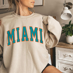 Women's Miami Football Crewneck Sweatshirt, Miami Retro Football Sweatshirt for Women, Miami Football Gift, Miami Football Sweater