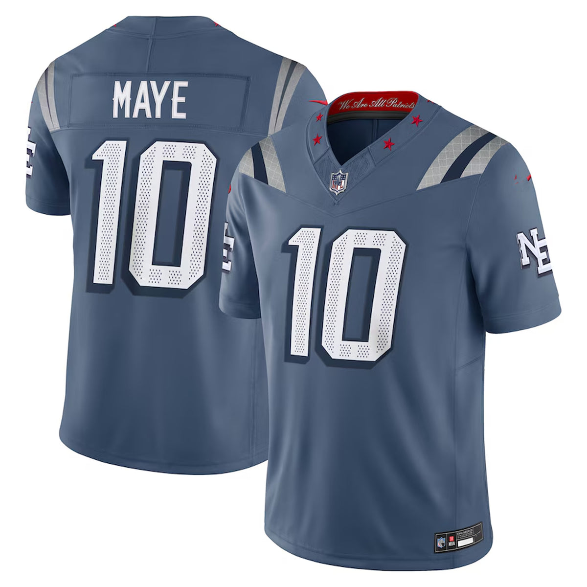 New England Patriots Drake Maye #10 Navy NFL Football Game Jersey