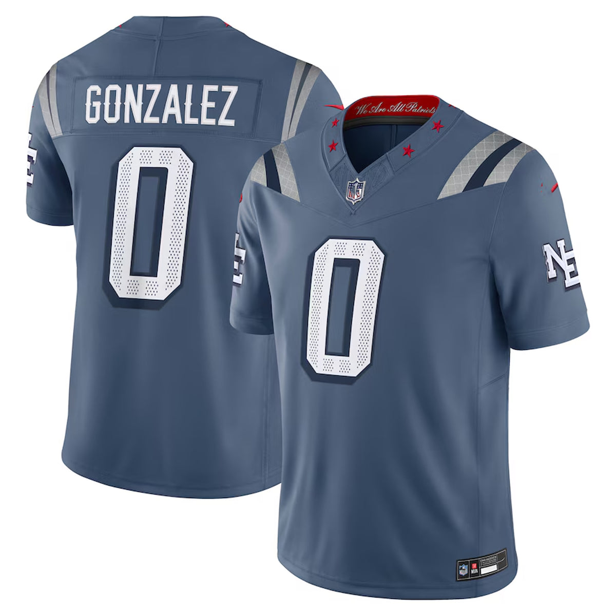 New England Patriots Christian Gonzalez #0 Alternate Blue NFL Jersey