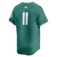 Green baseball jersey with white number on a white background