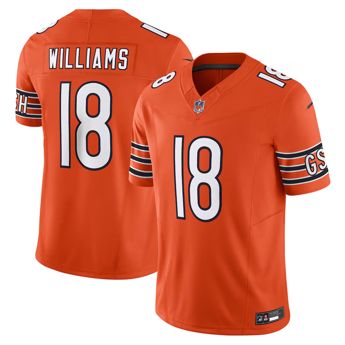 Chicago Bears Caleb Williams #18 Orange NFL Football Jersey Fan Gear