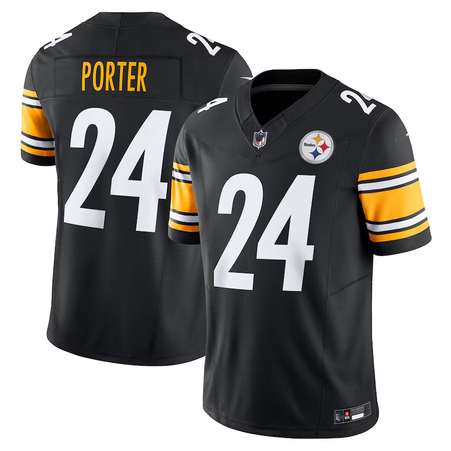 Pittsburgh Steelers Joey Porter Jr #24 Black NFL Game Jersey Top