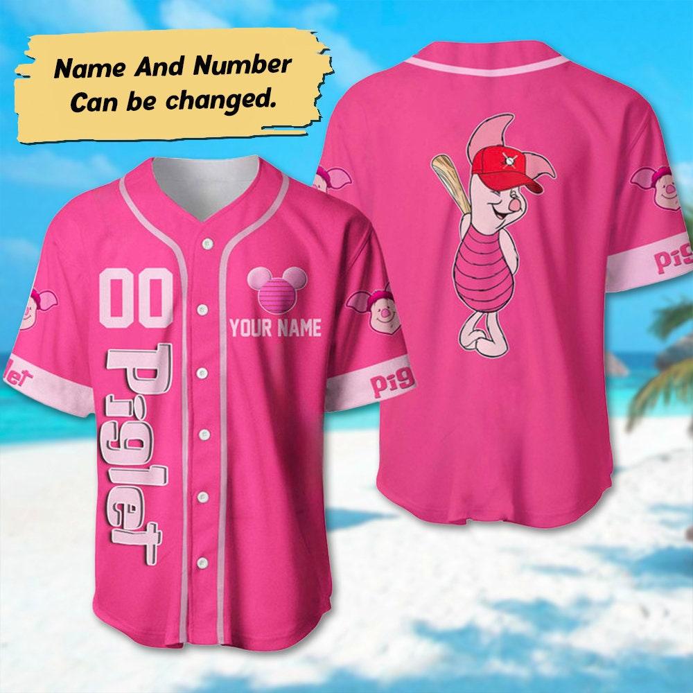 Personalized Piglet Pink Baseball Jersey, Piglet Winnie The Pooh Basketball Jersey, Magic Kingdom Shirt, Birthday Gift For Kid Adult