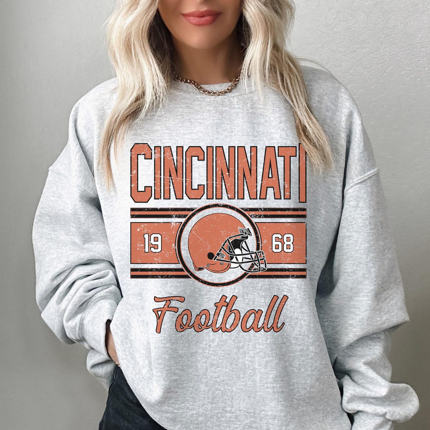 Retro Cincinnati Football Sweater, Cincinnati Football Vintage Crewneck, Cincinnati Men's Sweatshirt, Cincinnati Football Gift For Her