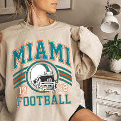 Miami Football Sweatshirt, Women's Football Fan Crewneck, Retro Miami Football Gift for Women, Miami Clothing, Football Sweatshirt