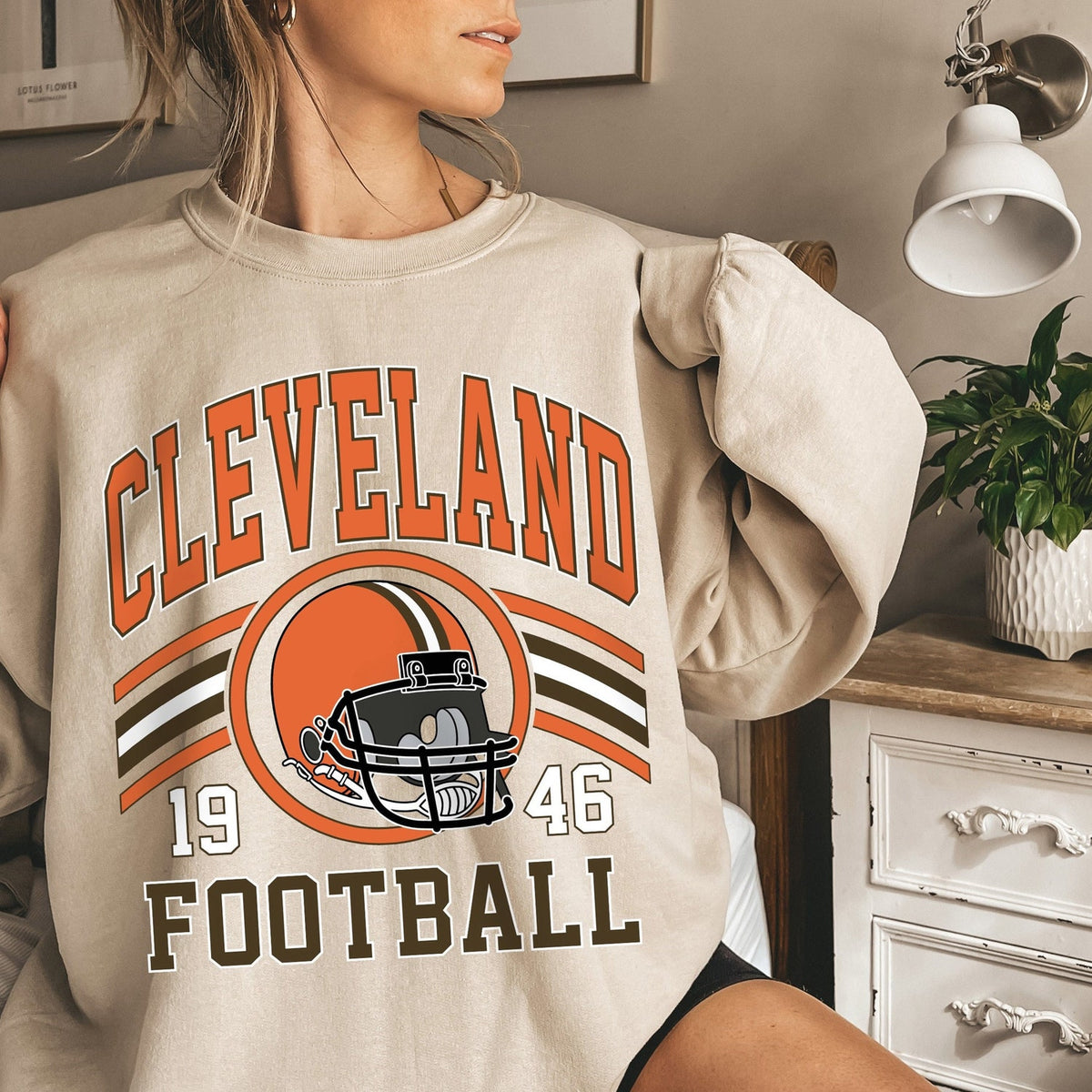 Cleveland Football Sweatshirt, Football Fan Crewneck, Retro Cleveland Football Gift for Women, Cleveland Clothing, Football Sweatshirt