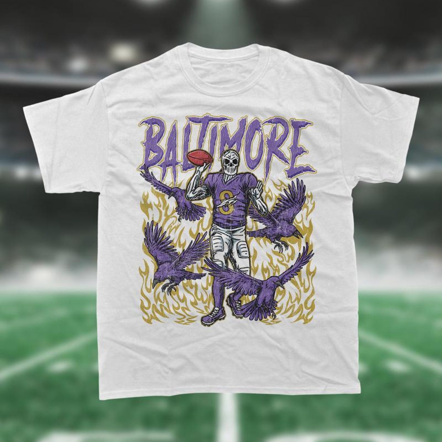 Baltimore Football Shirt, Baltimore Ravens, Lamar Jackson, Skeleton Shirt, Merch Tee, Gift Shirt, Bootleg Shirt, Ravens, Vintage Shirt, NFL