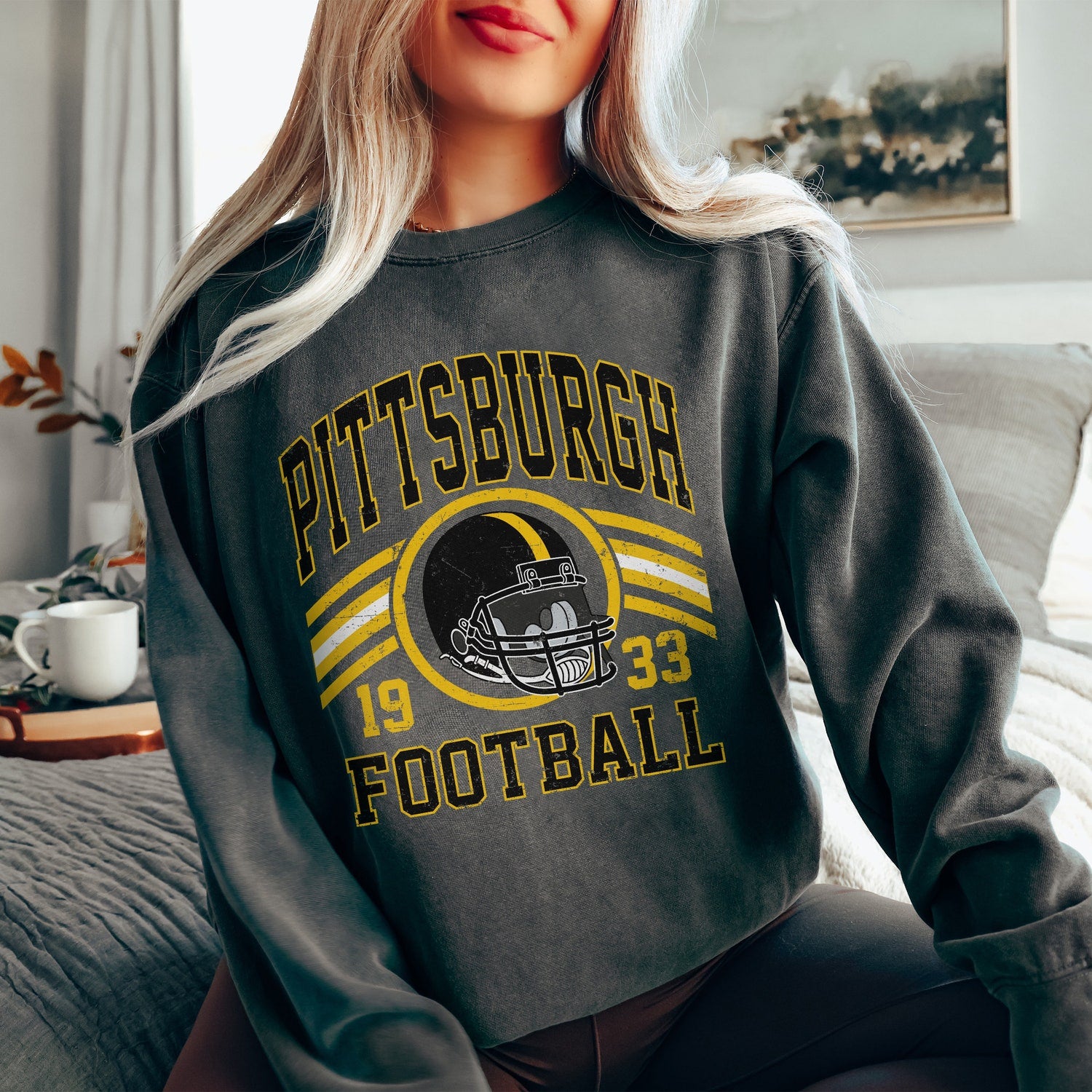 Pittsburgh Sweatshirt For Him, Vintage Pittsburgh Football Gift, Retro Pittsburgh Football Sweater, Pittsburgh Football Crewneck For Women