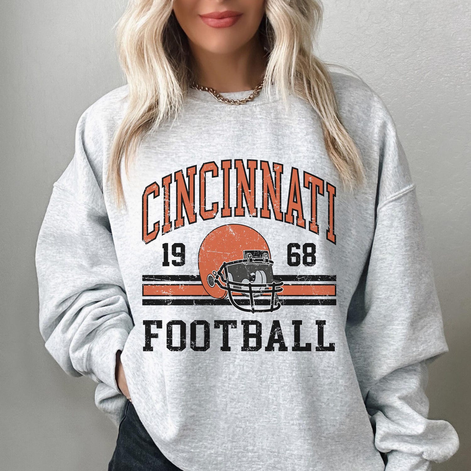 Vintage Cincinnati Sweatshirt For Him, Cincinnati Football Gift For Women, Retro Cincinnati Football Sweater, Cincinnati Football Crewneck