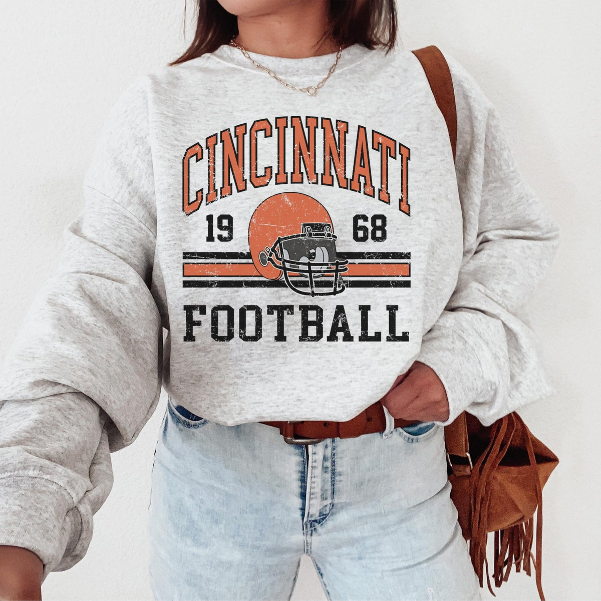 Vintage Cincinnati Sweatshirt For Him, Cincinnati Football Gift For Women, Retro Cincinnati Football Sweater, Cincinnati Football Crewneck