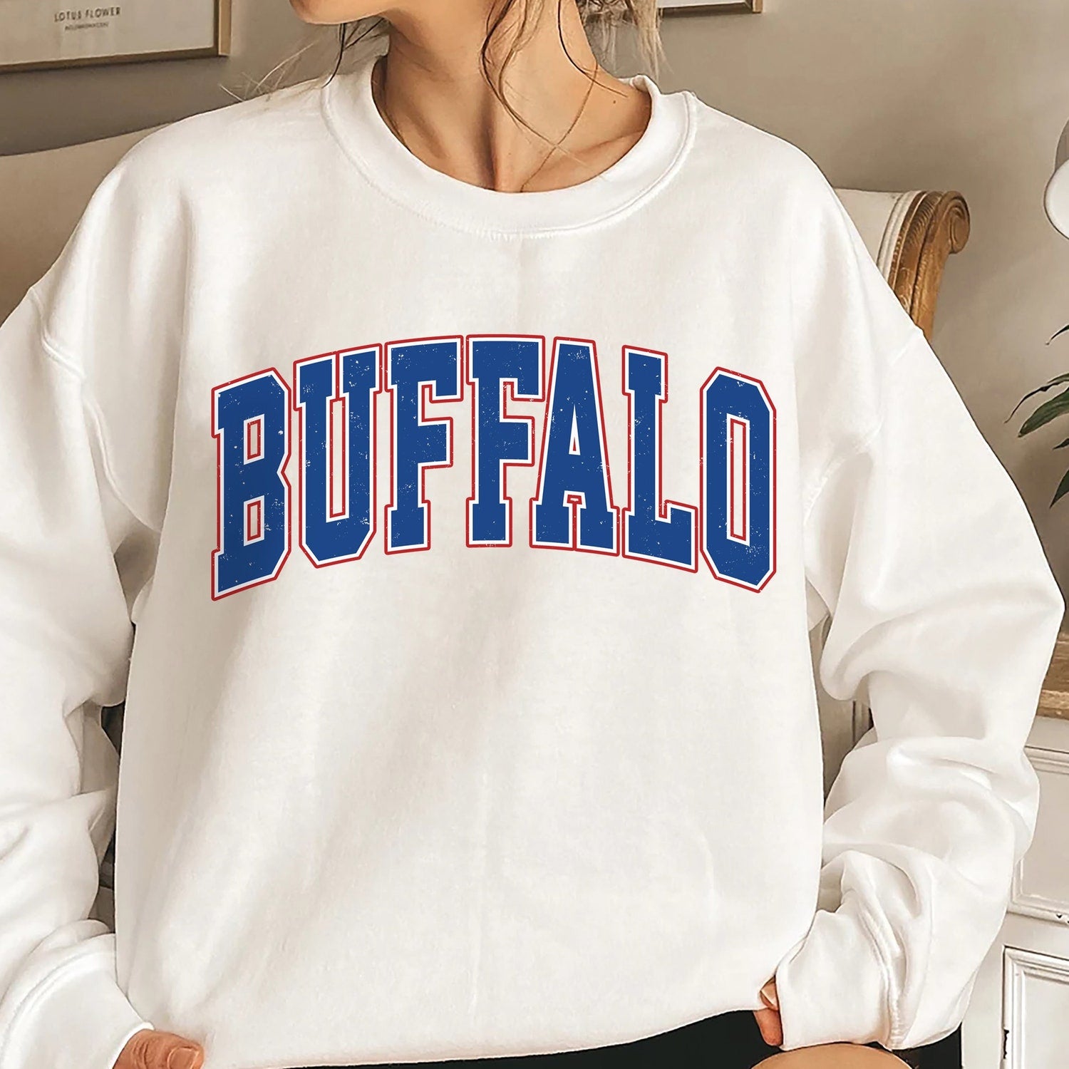 Women's Buffalo Football Crewneck, Buffalo Retro Football Sweatshirt for Women, Buffalo Football Gift, Buffalo Football Sweater
