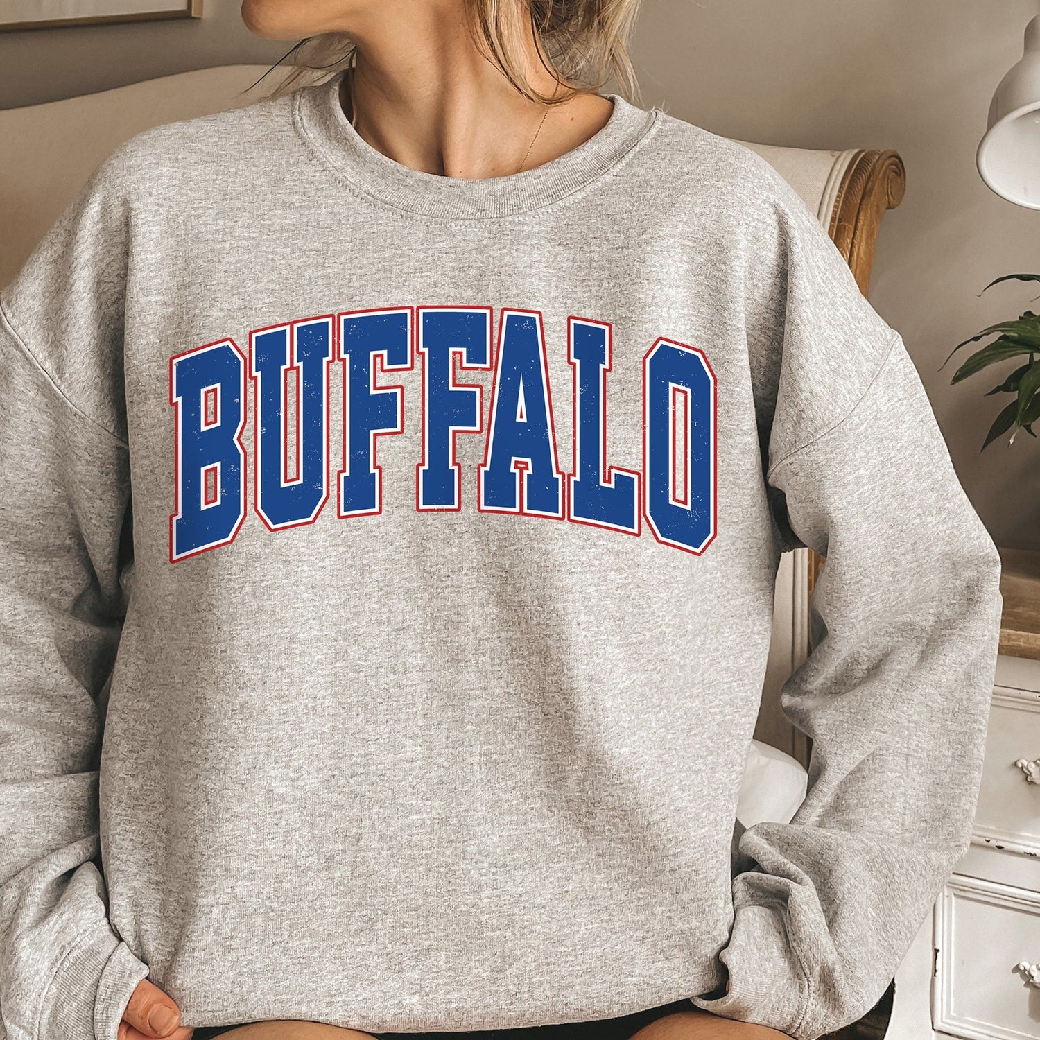 Women's Buffalo Football Crewneck, Buffalo Retro Football Sweatshirt for Women, Buffalo Football Gift, Buffalo Football Sweater