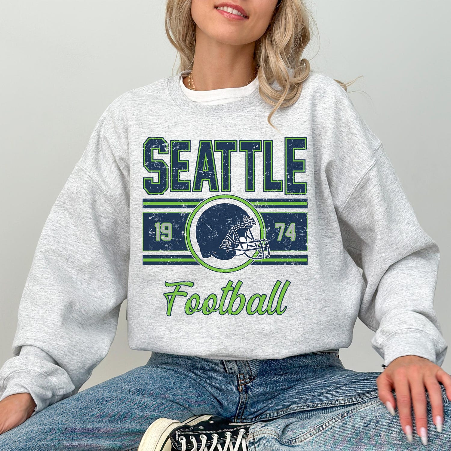 Seattle Football Women's Gift, Seattle Football Retro Sweater, Vintage Seattle Sweatshirt For Women, Seattle Football Crewneck For Her