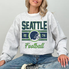 Seattle Football Women's Gift, Seattle Football Retro Sweater, Vintage Seattle Sweatshirt For Women, Seattle Football Crewneck For Her