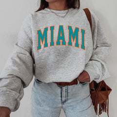 Women's Miami Football Crewneck Sweatshirt, Miami Retro Football Sweatshirt for Women, Miami Football Gift, Miami Football Sweater