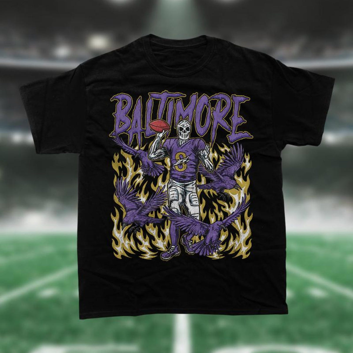 Baltimore Football Shirt, Baltimore Ravens, Lamar Jackson, Skeleton Shirt, Merch Tee, Gift Shirt, Bootleg Shirt, Ravens, Vintage Shirt, NFL