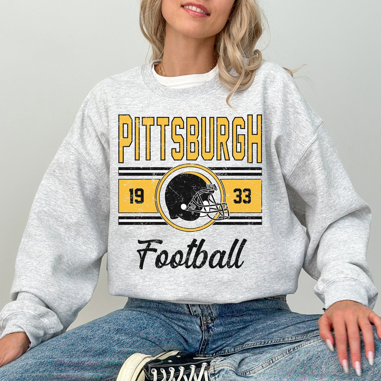 Pittsburgh Retro Gift For Him, Vintage Pittsburgh Football Sweater, Pittsburgh Football Sweatshirt For Women, Pittsburgh Football Crewneck