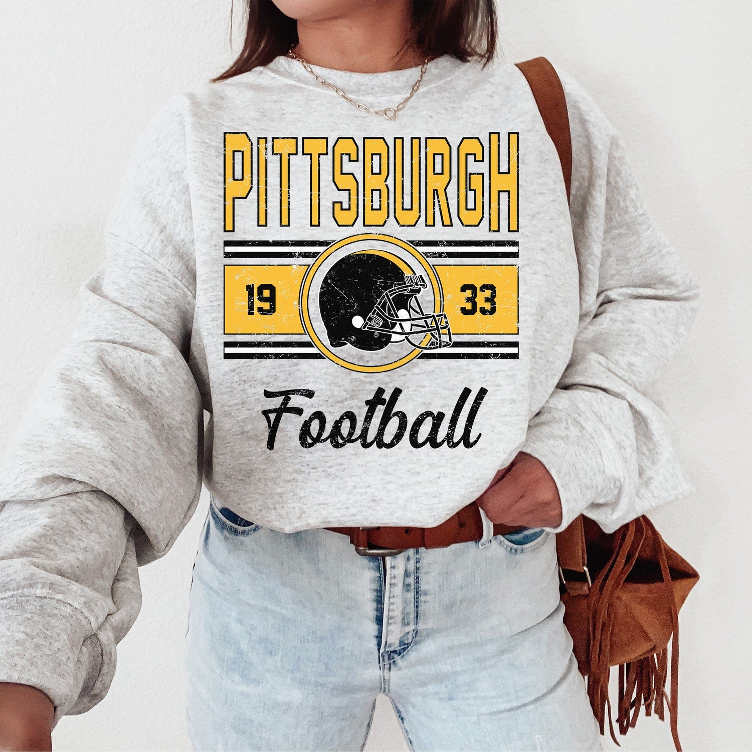 Pittsburgh Retro Gift For Him, Vintage Pittsburgh Football Sweater, Pittsburgh Football Sweatshirt For Women, Pittsburgh Football Crewneck