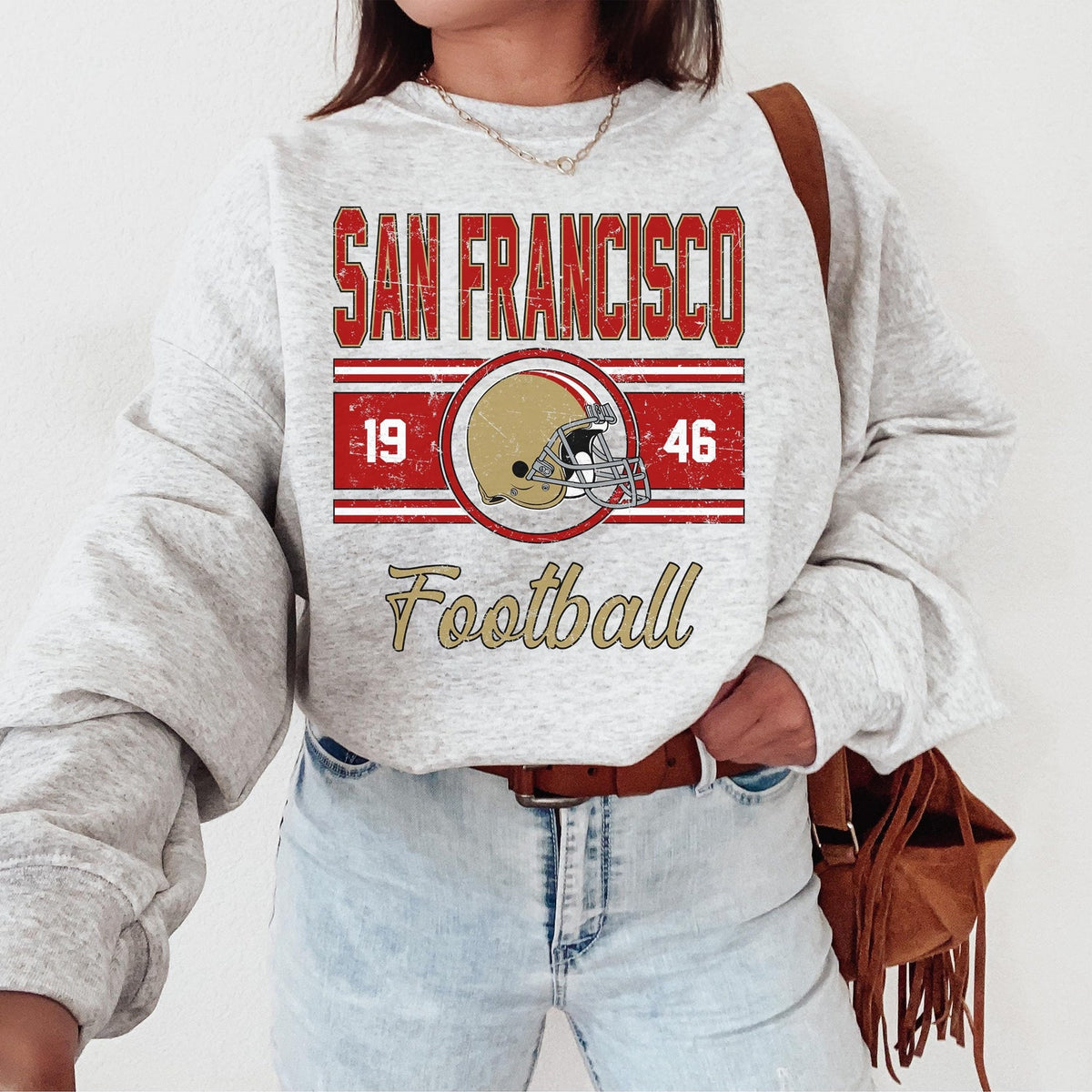 Vintage San Francisco Sweatshirt For Him, San Francisco Football Gift, Retro San Francisco Football Sweater, San Francisco Crewneck for Her