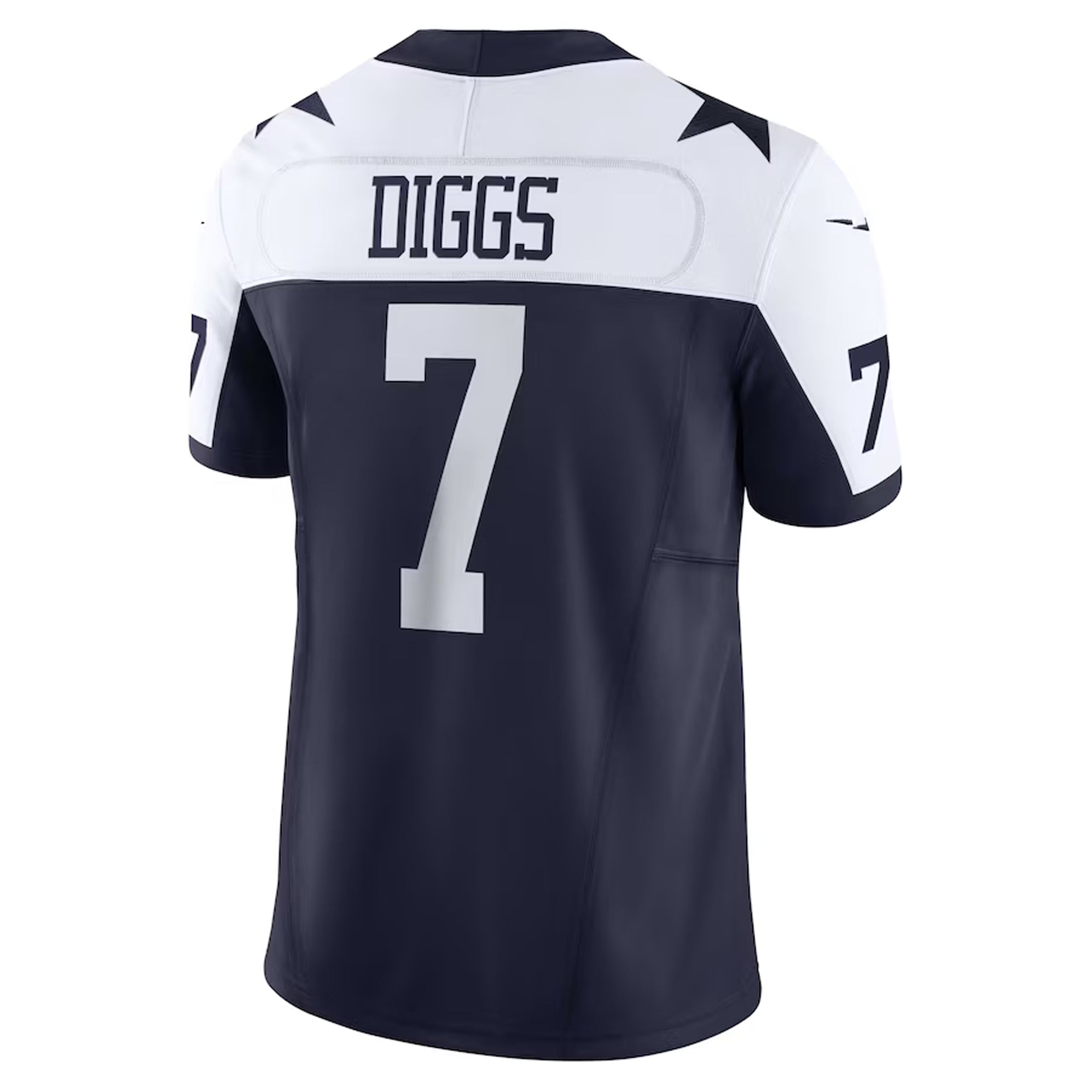 A navy blue and white football jersey with the name 'DIGGS' and the number 7 printed on the back.