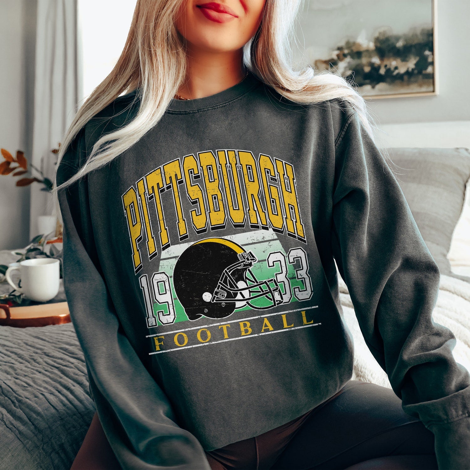 Pittsburgh Vintage Gift For Him, Pittsburgh Football Sweatshirt For Her, Retro Pittsburgh Football Crewneck, Pittsburgh Football Sweater