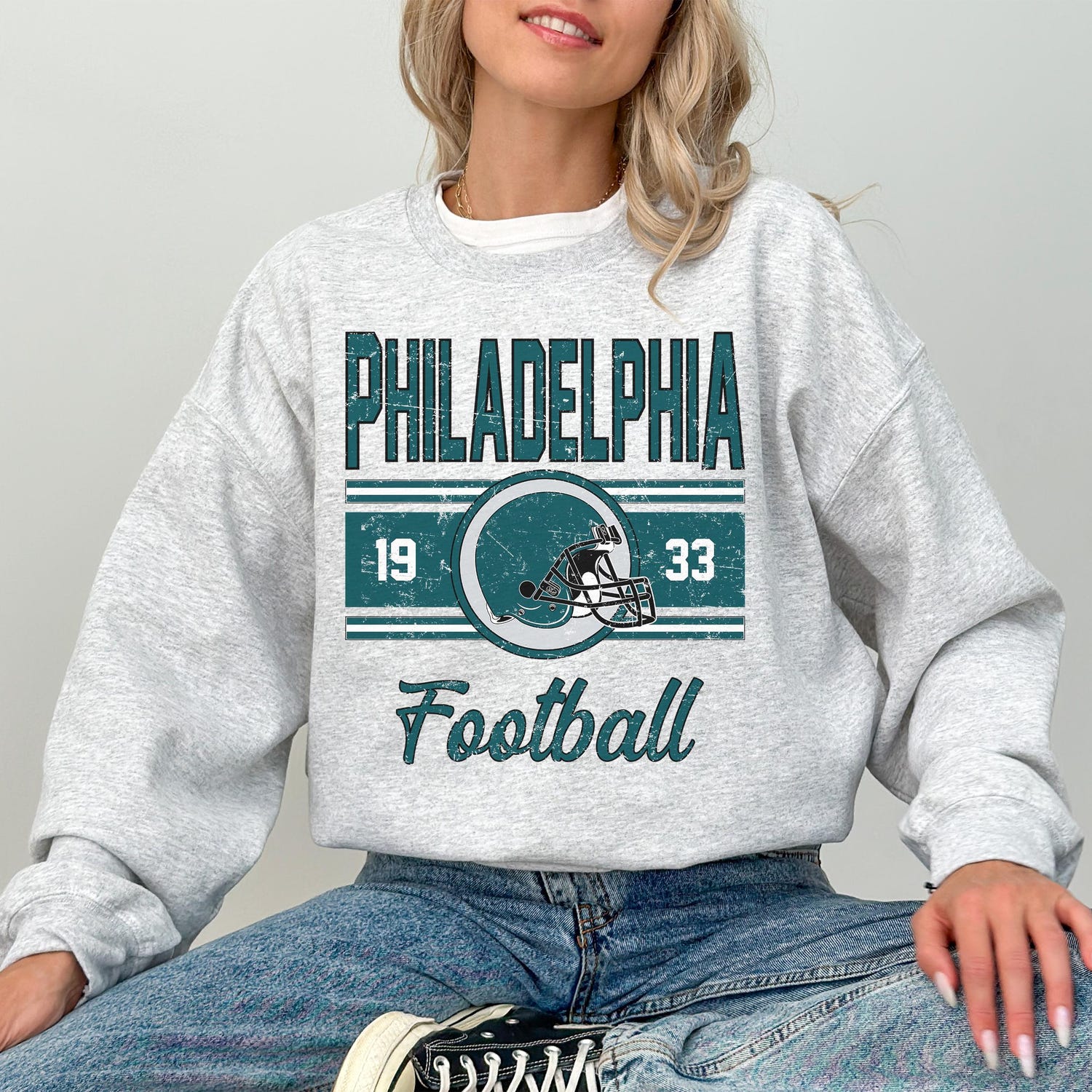 Vintage Philadelphia Sweatshirt For Him, Philadelphia Football Gift For Women, Retro Philadelphia Football Sweater, Philadelphia Crewneck