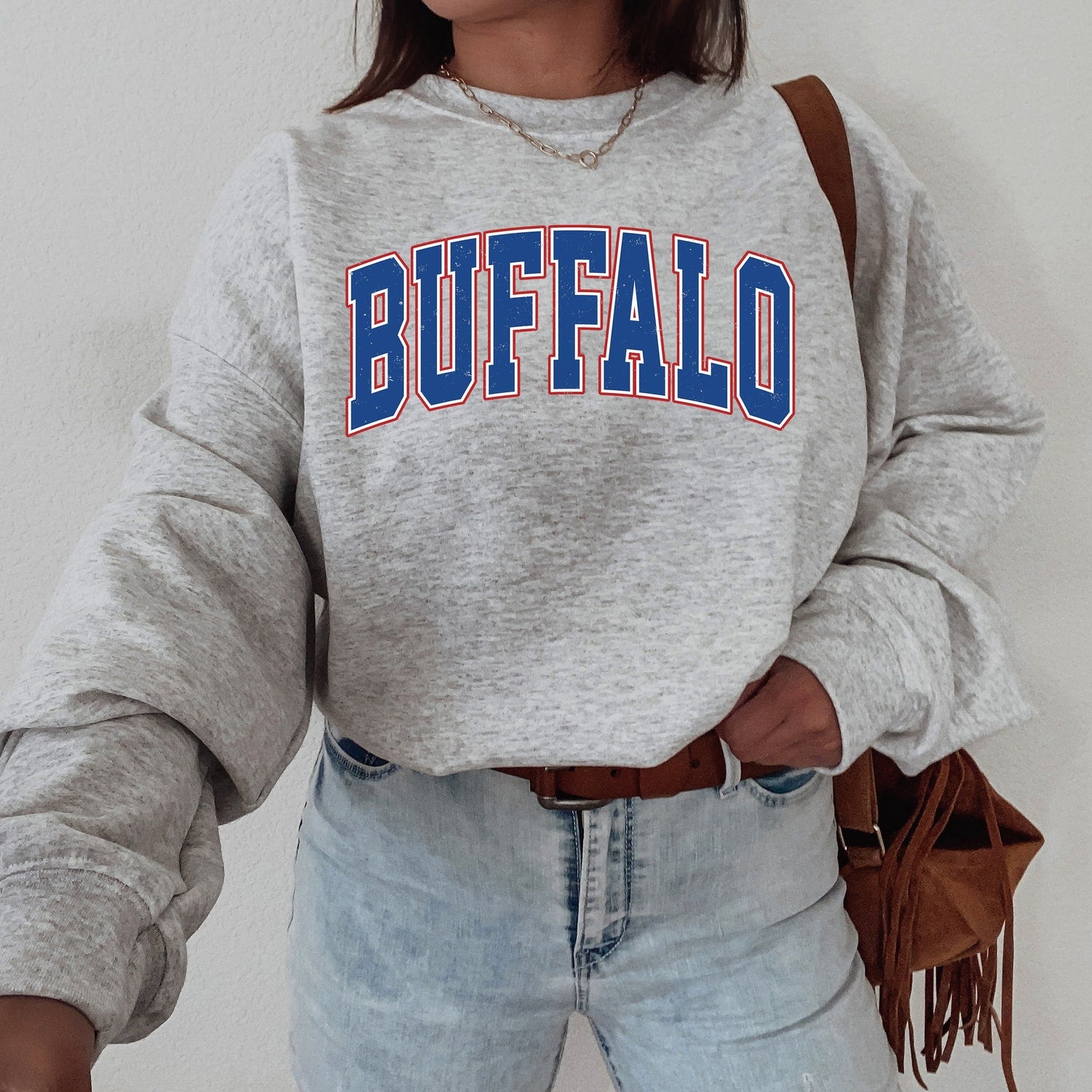Women's Buffalo Football Crewneck, Buffalo Retro Football Sweatshirt for Women, Buffalo Football Gift, Buffalo Football Sweater