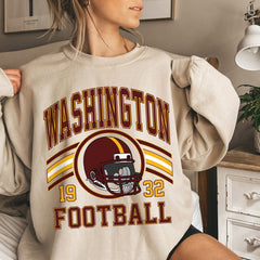 Washington Football Sweatshirt, Football Fan Crewneck, Retro Washington Football Gift for Women, Washington Clothing, Football Sweatshirt