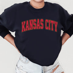 Women's Kansas City Football Crewneck, Kansas City Retro Football Sweatshirt, Kansas City Football Clothing, Kansas City Football Sweater